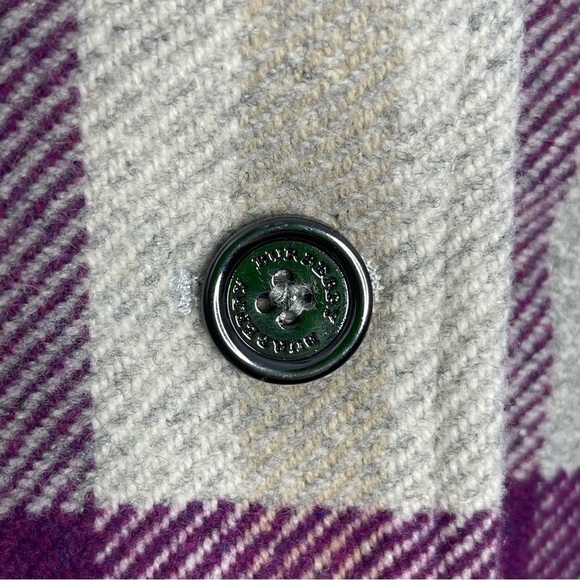 Burberry Peacoat In Grey, Purple And Cream Check Plaid Size 8 - Picture 5 of 7